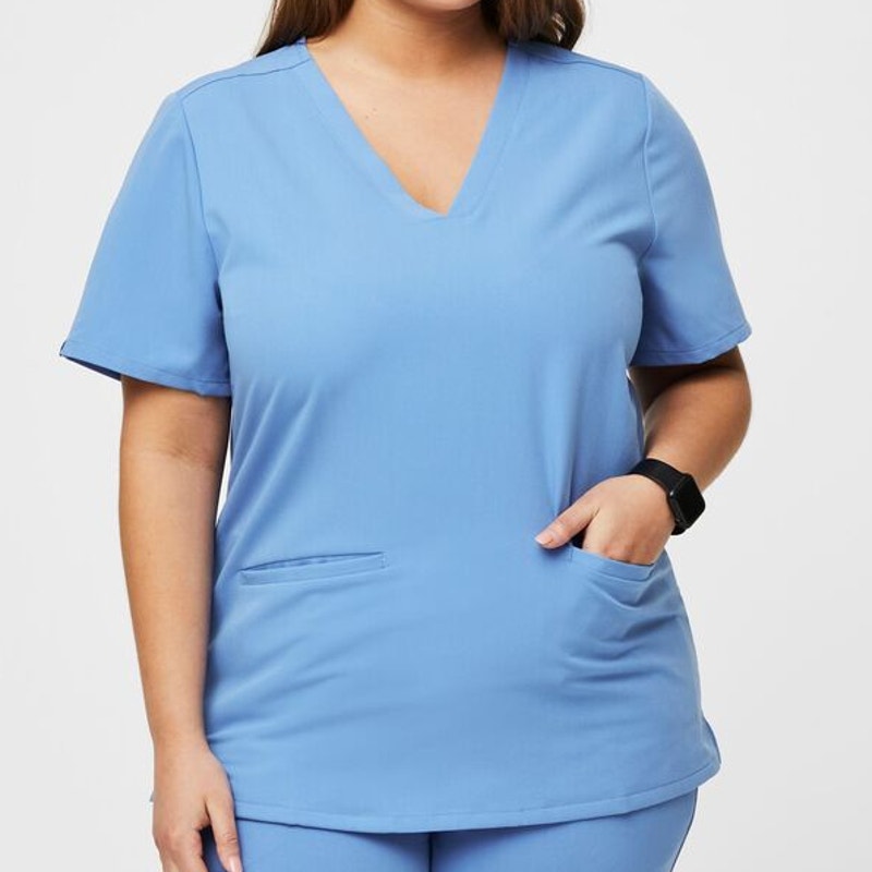 Figs Technical Collection Casma Three-Pocket Scrub Top Blue Women's Size Small